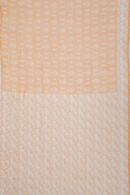 Soft Tussar Floral Printed Pastel Orange Saree