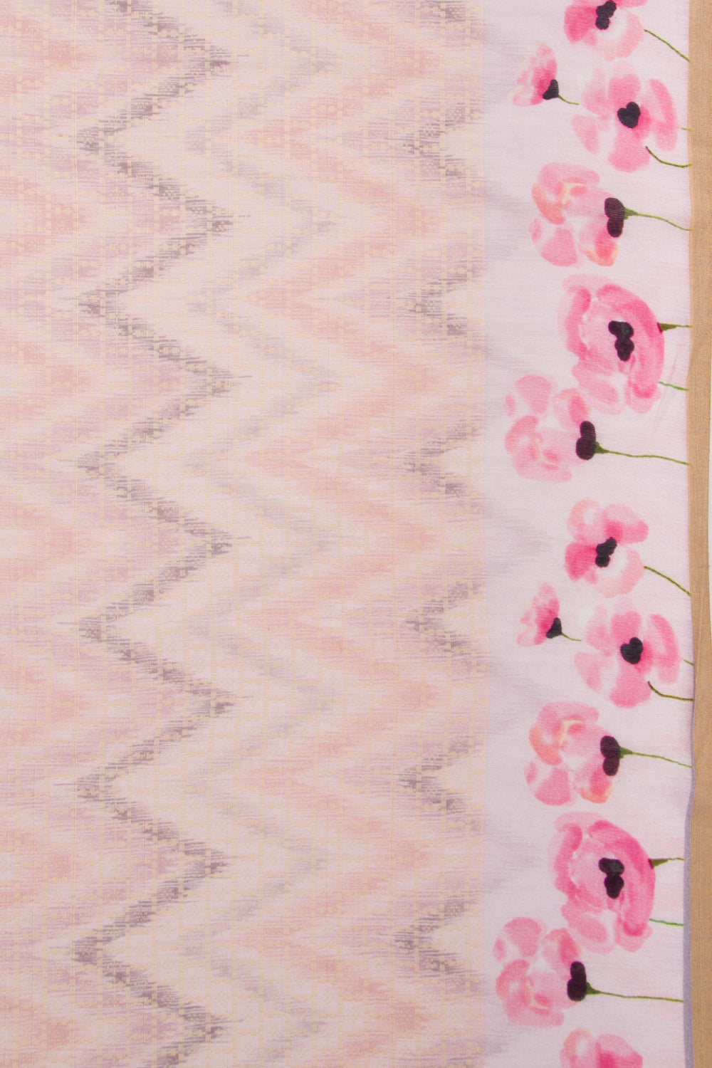 Chanderi Soft Silk Brocade Peach Saree