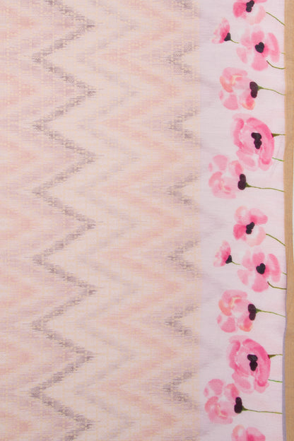Chanderi Soft Silk Brocade Peach Saree