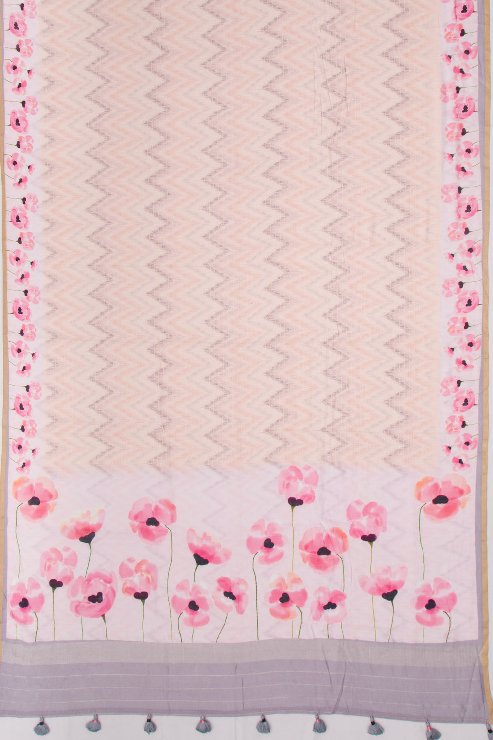 Chanderi Soft Silk Brocade Peach Saree