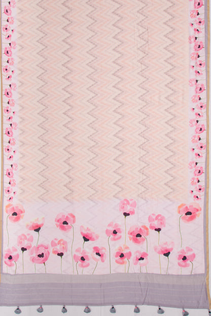 Chanderi Soft Silk Brocade Peach Saree