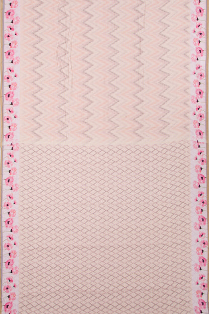 Chanderi Soft Silk Brocade Peach Saree