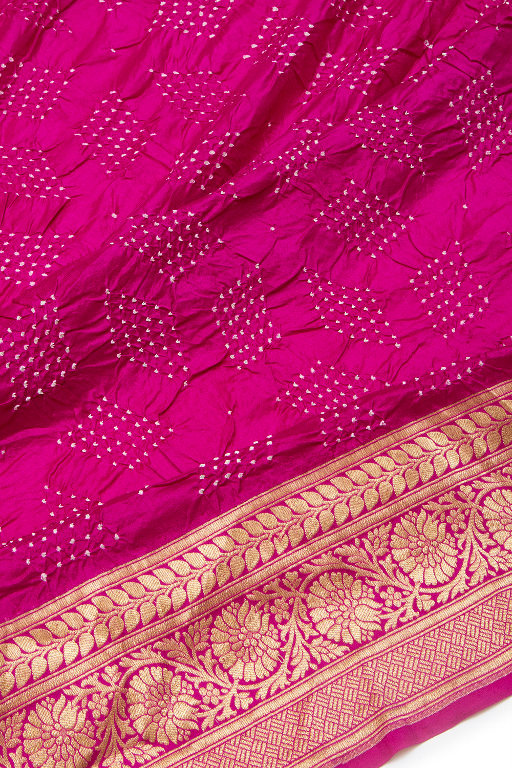 Banarasi Silk Bandhani Magenta Pink Saree