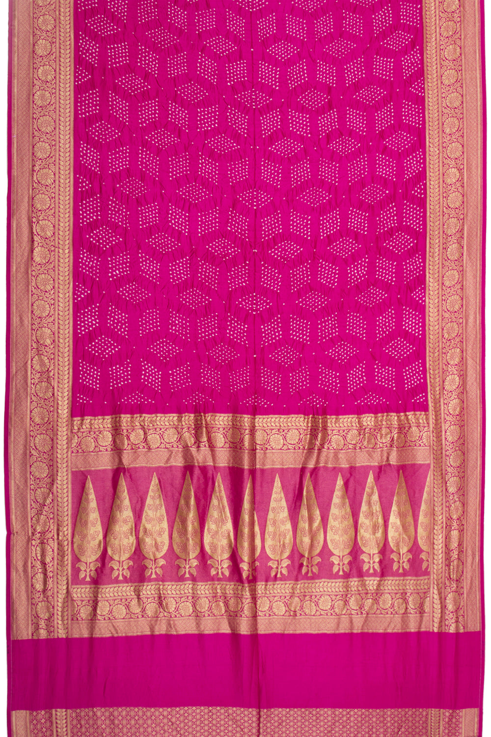 Banarasi Silk Bandhani Magenta Pink Saree