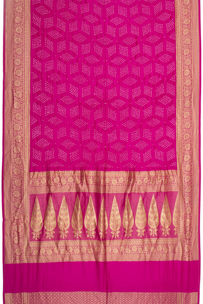 Banarasi Silk Bandhani Magenta Pink Saree