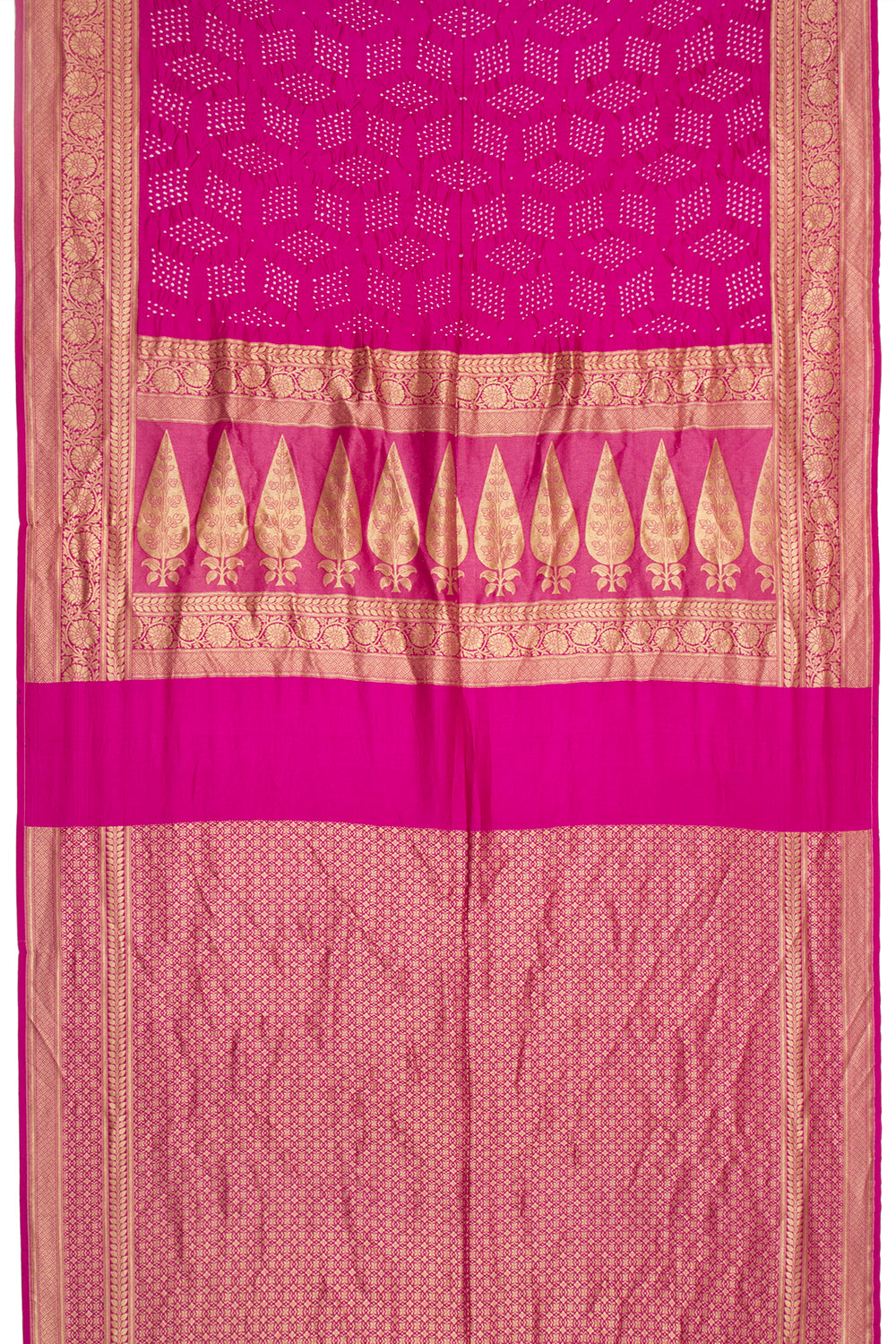 Banarasi Silk Bandhani Magenta Pink Saree