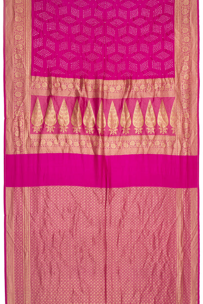 Banarasi Silk Bandhani Magenta Pink Saree
