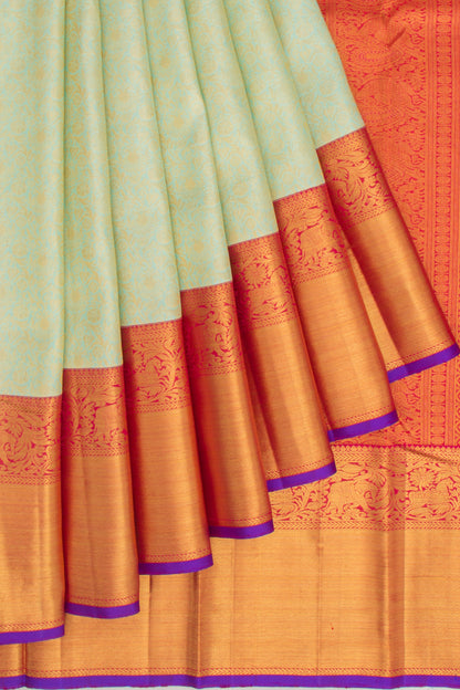 Kanchipuram Silk Jaal Pastel Green Saree