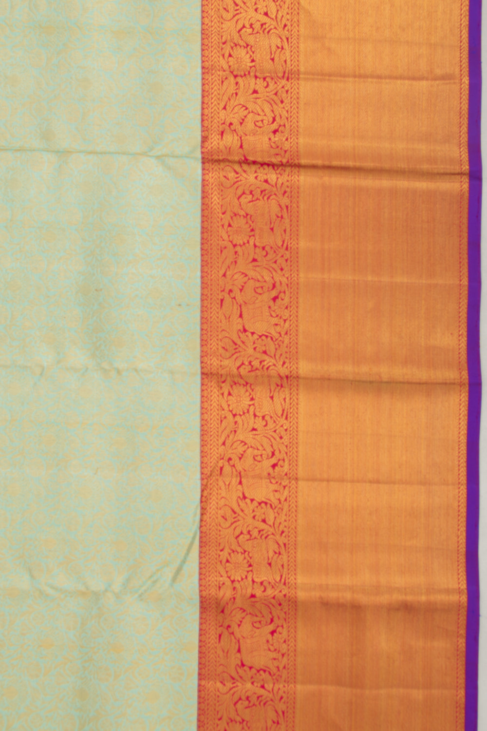 Kanchipuram Silk Jaal Pastel Green Saree