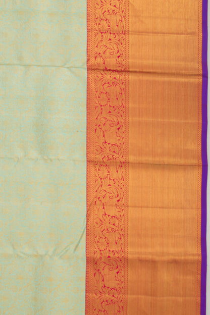 Kanchipuram Silk Jaal Pastel Green Saree