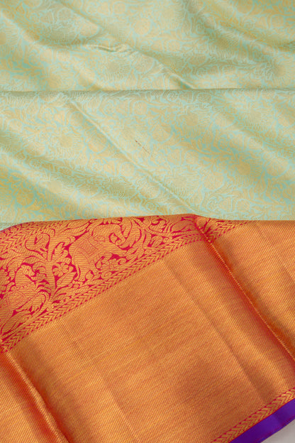 Kanchipuram Silk Jaal Pastel Green Saree