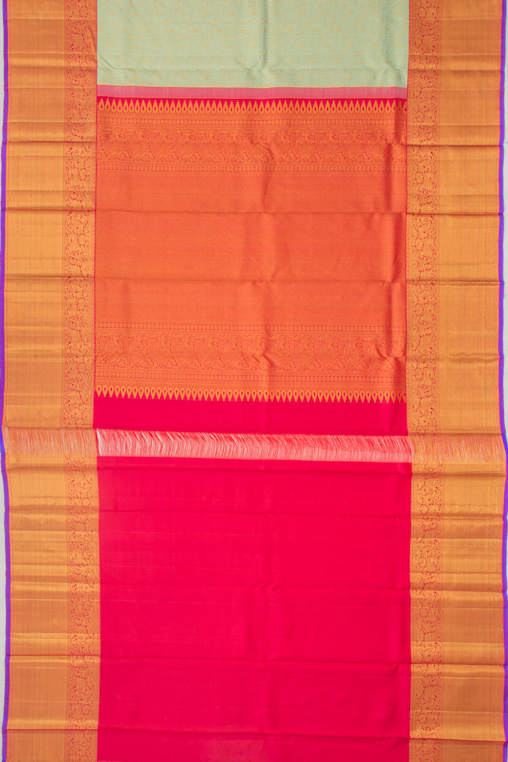 Kanchipuram Silk Jaal Pastel Green Saree