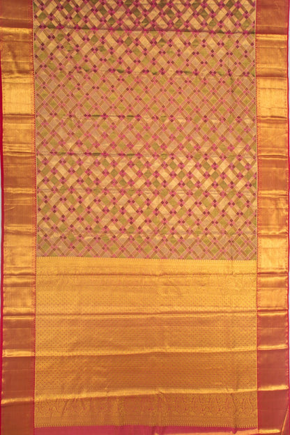Kanchipuram Silk Tissue Brocade Multi Colour Saree