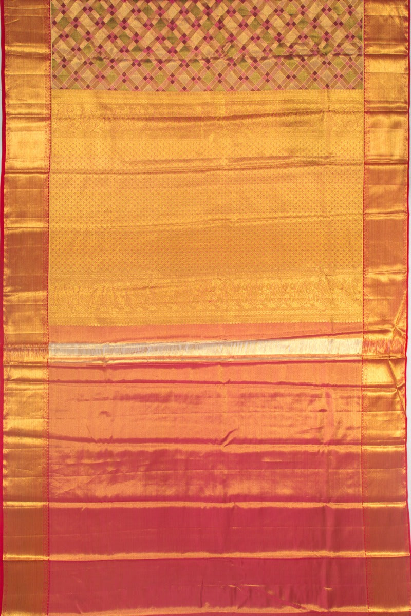 Kanchipuram Silk Tissue Brocade Multi Colour Saree