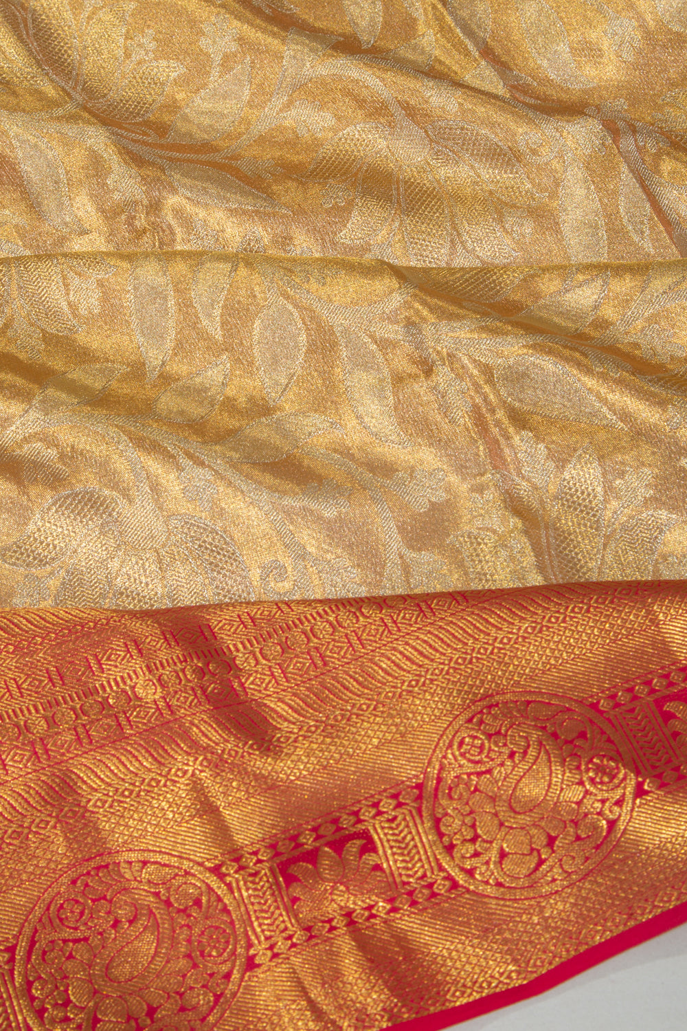 Kanchipuram Silk Tissue Jaal Gold Saree
