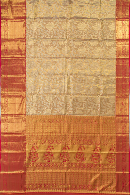 Kanchipuram Silk Tissue Jaal Gold Saree