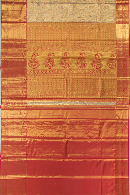 Kanchipuram Silk Tissue Jaal Gold Saree