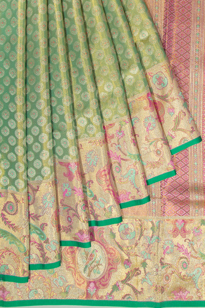 Kanchipuram Silk Tissue Brocade Green Saree