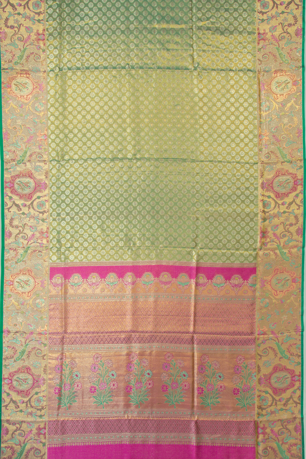Kanchipuram Silk Tissue Brocade Green Saree