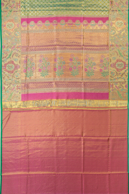 Kanchipuram Silk Tissue Brocade Green Saree