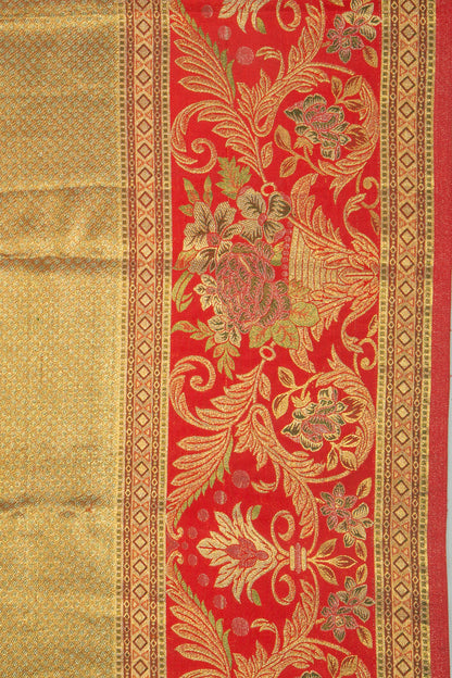 Kanchipuram Silk Tissue Brocade Gold Saree