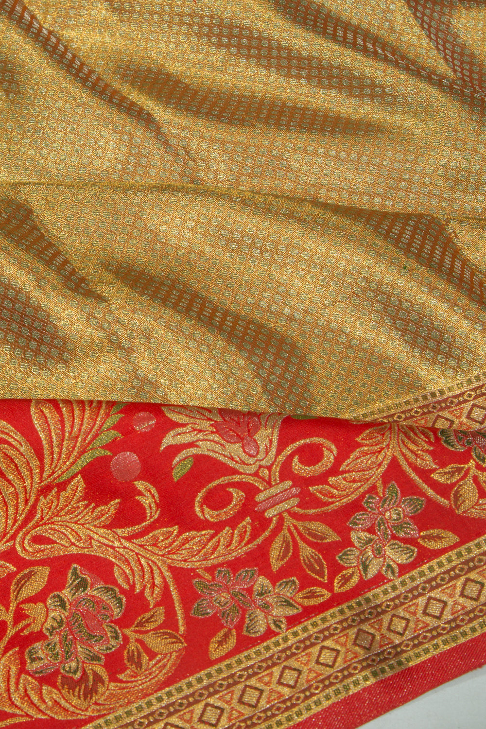 Kanchipuram Silk Tissue Brocade Gold Saree