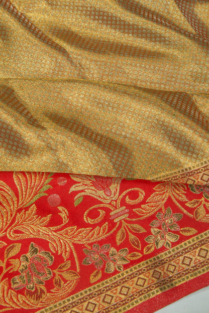 Kanchipuram Silk Tissue Brocade Gold Saree