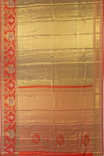 Kanchipuram Silk Tissue Brocade Gold Saree