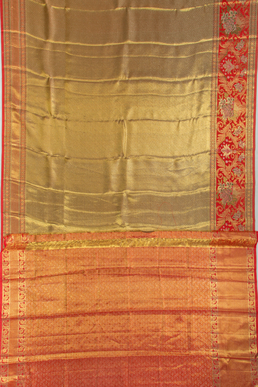 Kanchipuram Silk Tissue Brocade Gold Saree