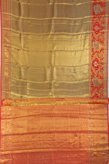 Kanchipuram Silk Tissue Brocade Gold Saree