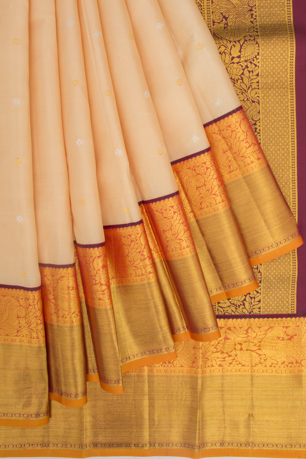 Kanchipuram Silk Butta Cream Saree