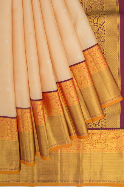 Kanchipuram Silk Butta Cream Saree
