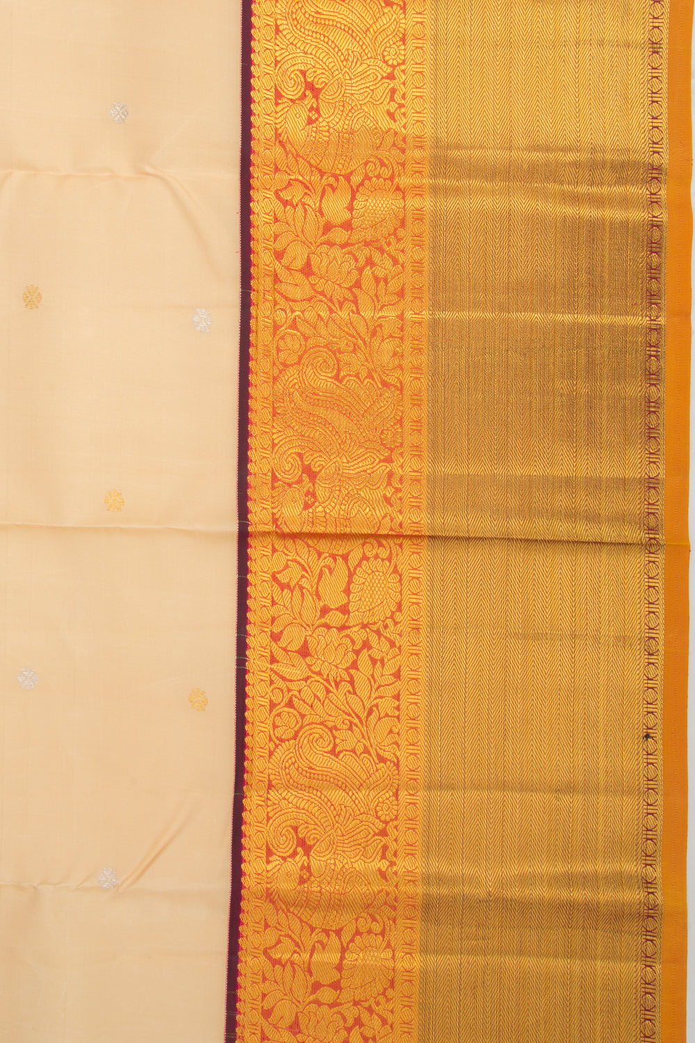 Kanchipuram Silk Butta Cream Saree