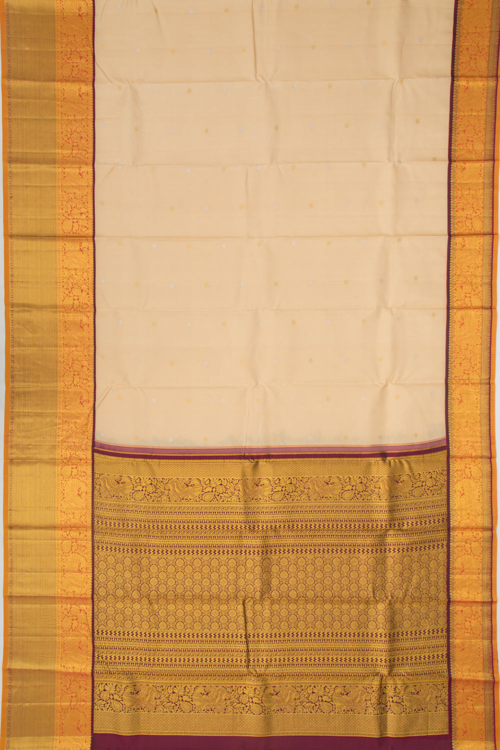 Kanchipuram Silk Butta Cream Saree