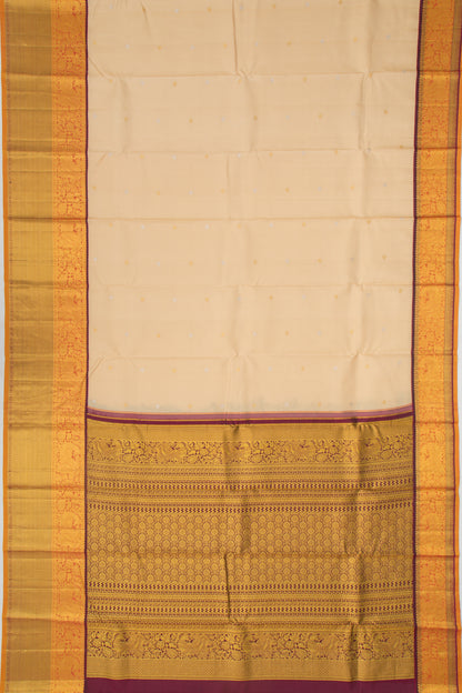 Kanchipuram Silk Butta Cream Saree