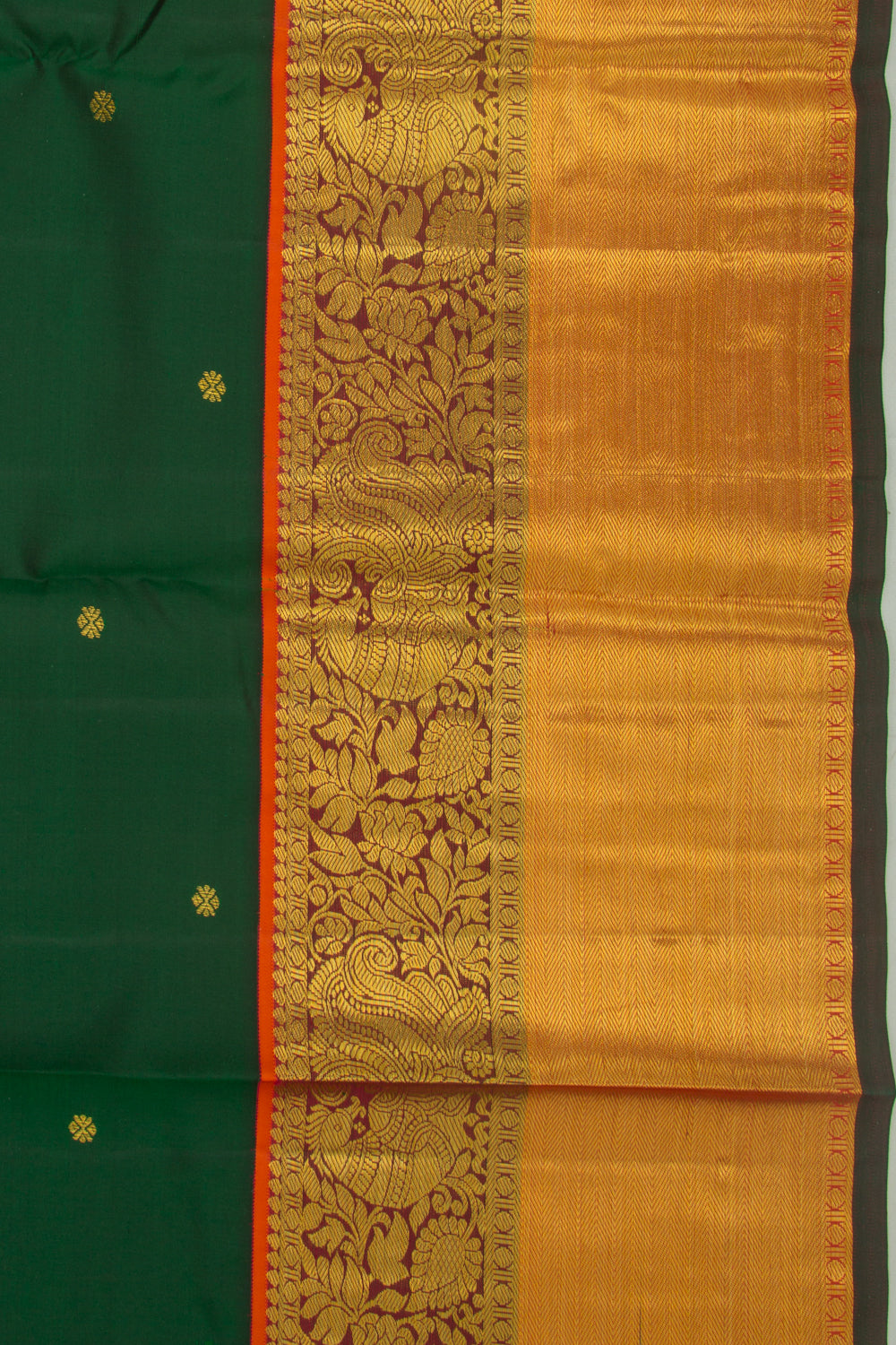 Kanchipuram Silk Butta Dark Green Saree