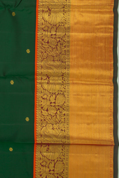Kanchipuram Silk Butta Dark Green Saree