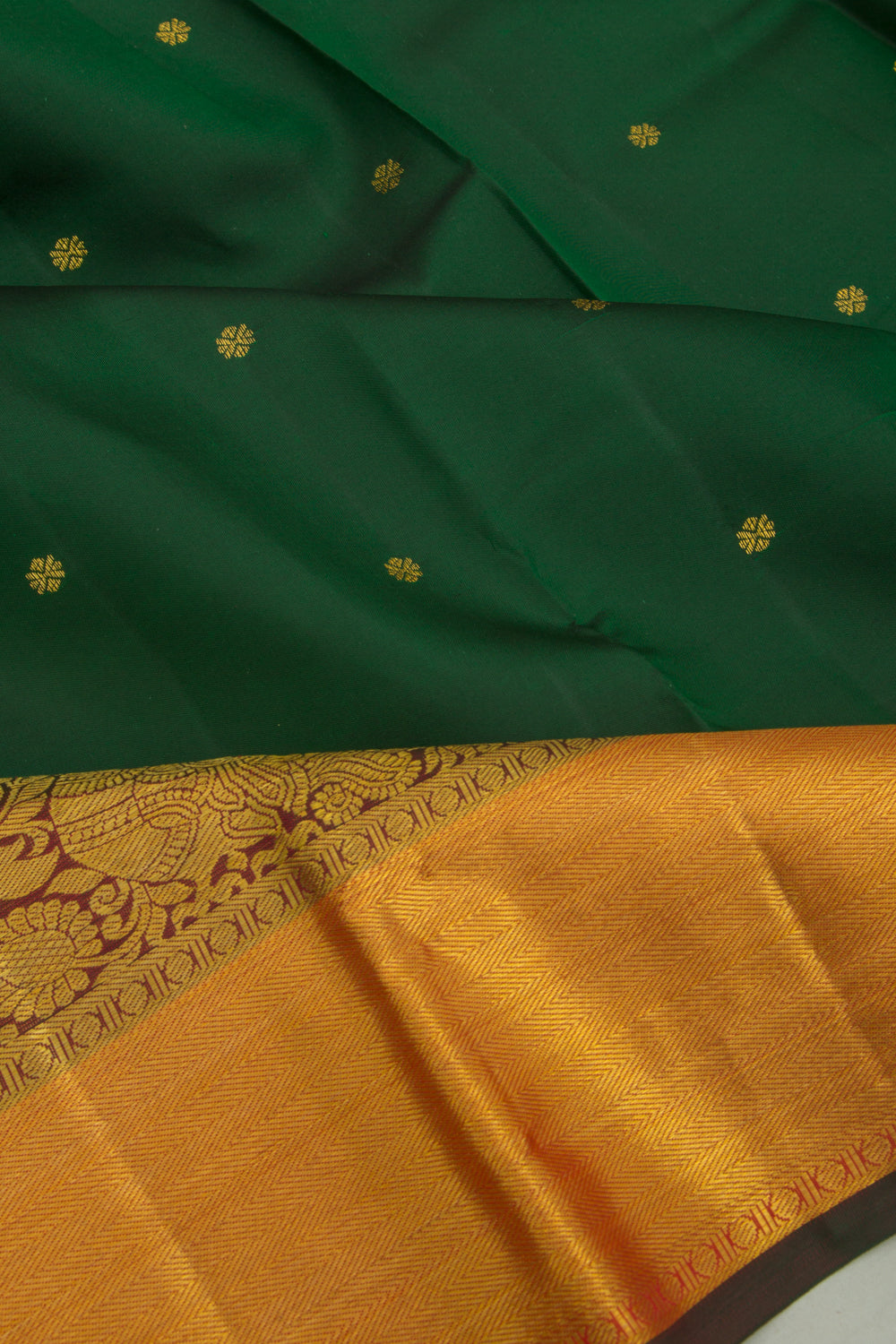 Kanchipuram Silk Butta Dark Green Saree