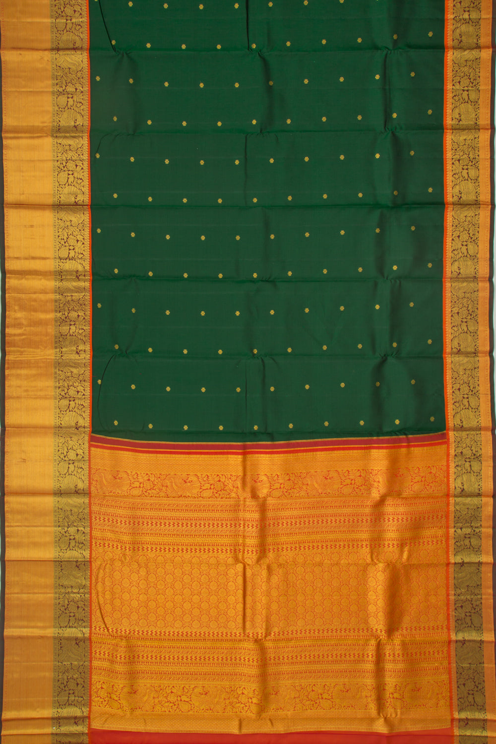 Kanchipuram Silk Butta Dark Green Saree