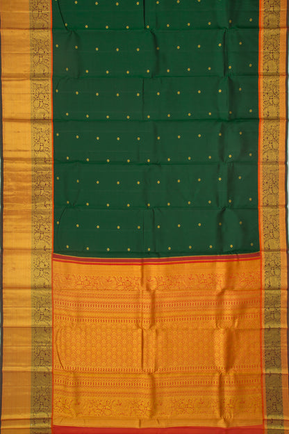 Kanchipuram Silk Butta Dark Green Saree