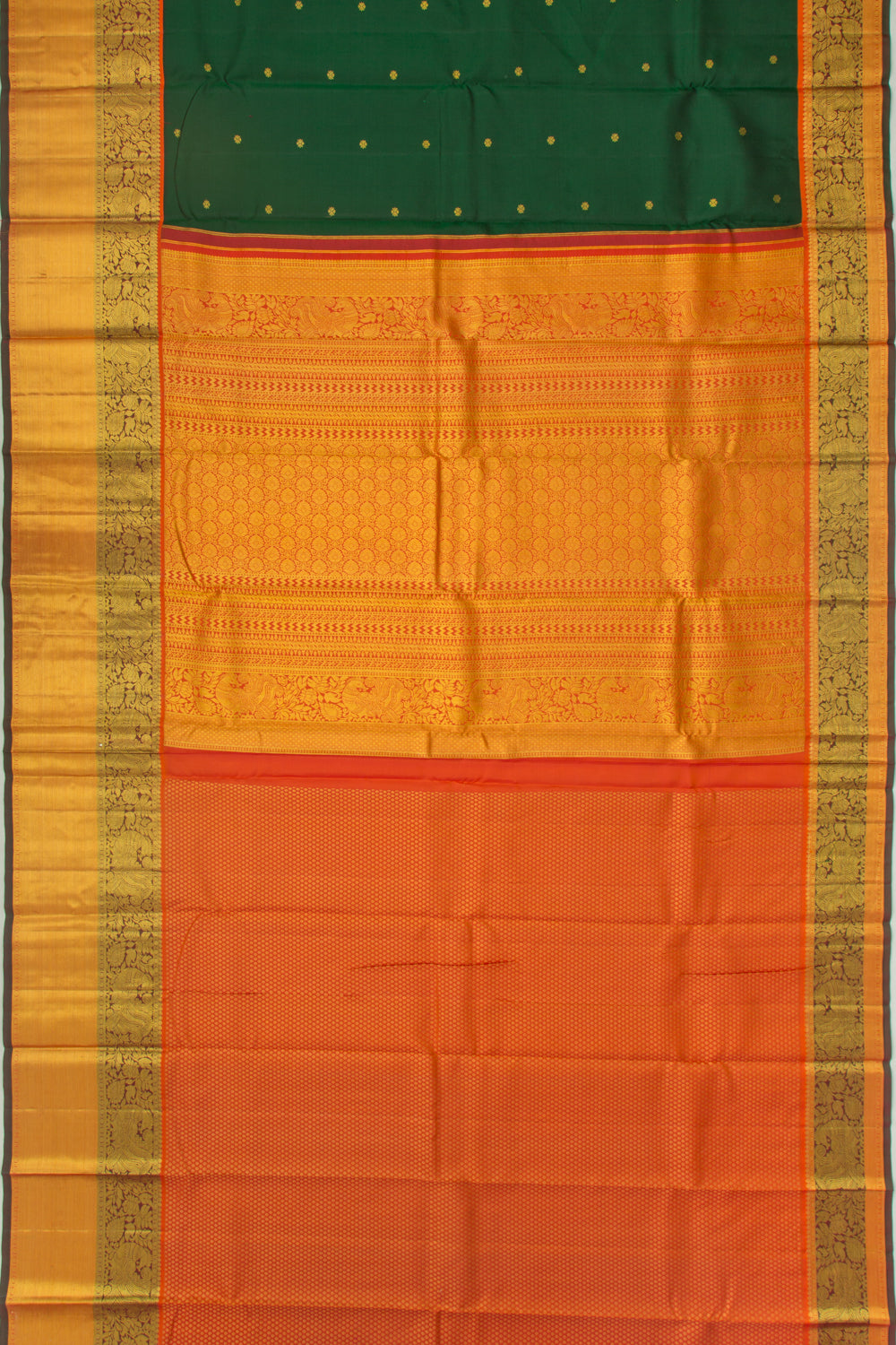 Kanchipuram Silk Butta Dark Green Saree
