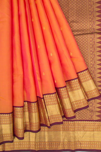 Kanchipuram Silk Butta Orange Saree