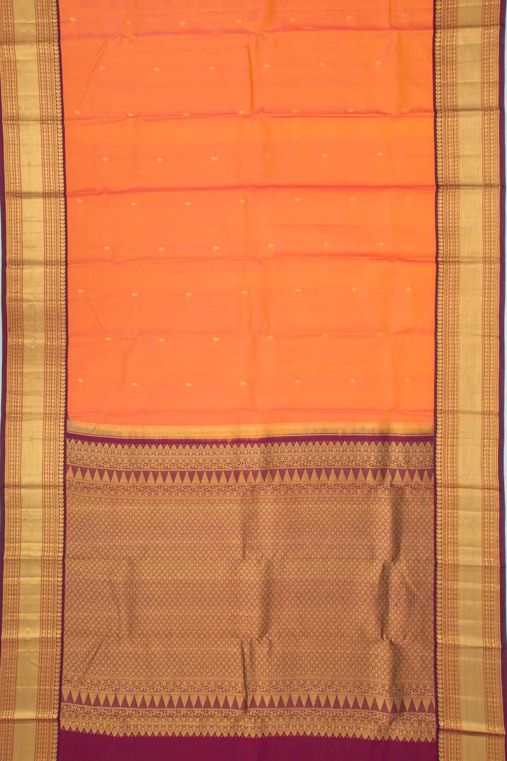 Kanchipuram Silk Butta Orange Saree