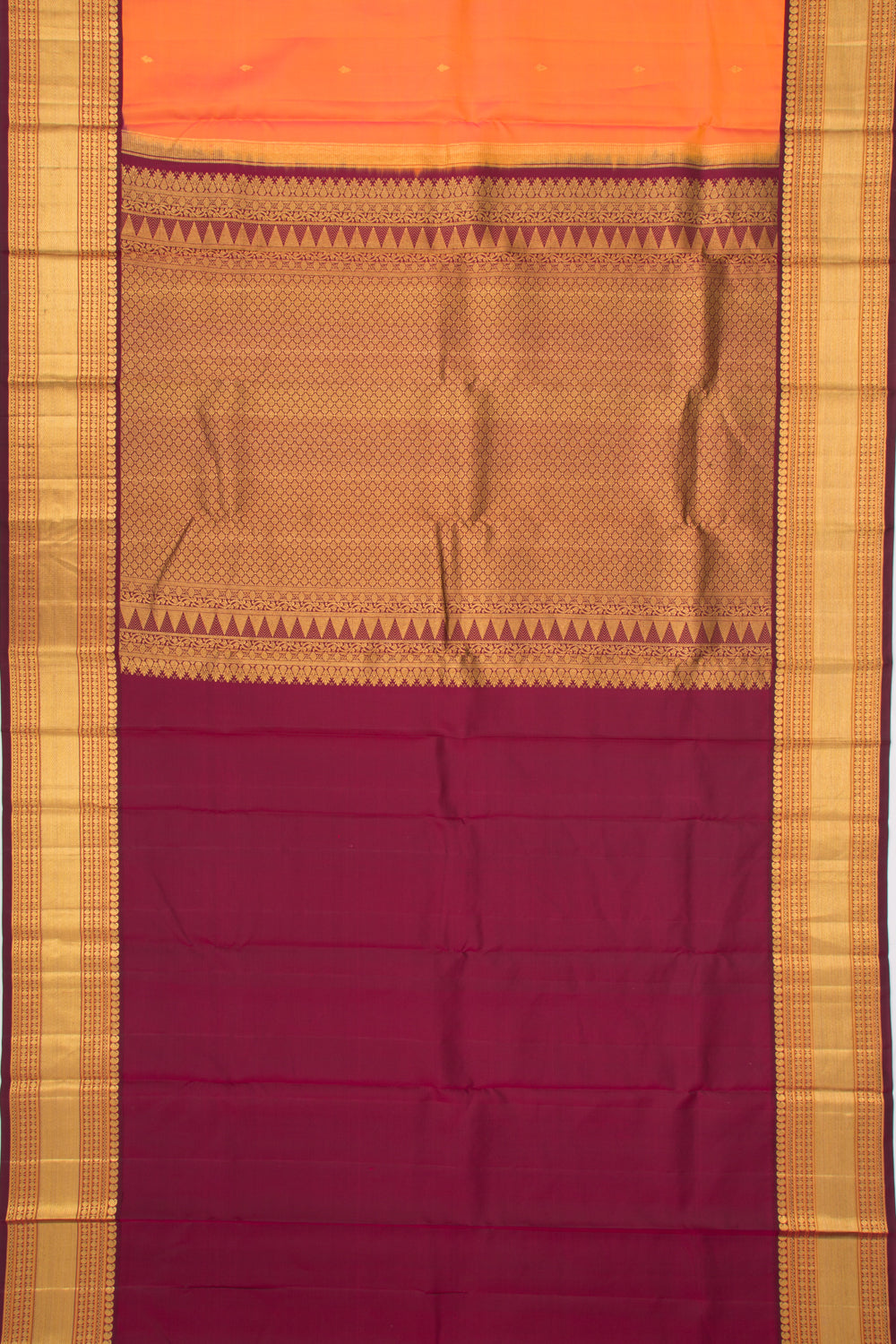 Kanchipuram Silk Butta Orange Saree
