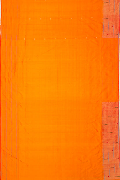 Paithani Silk Butta Orange Saree With Triple Muniya Border