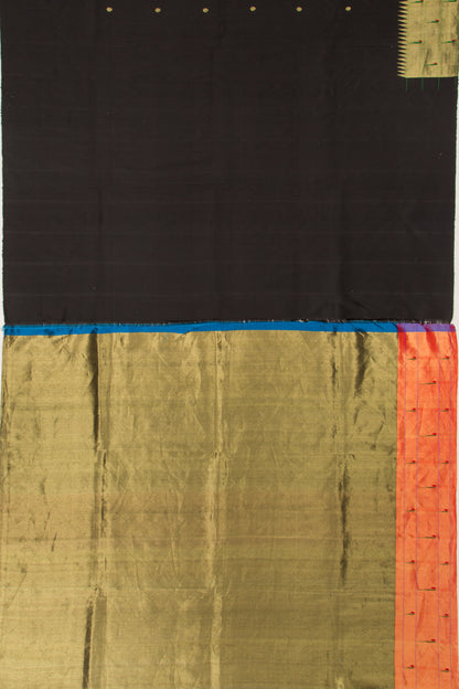 Paithani Silk Butta Black Saree With Triple Muniya Border