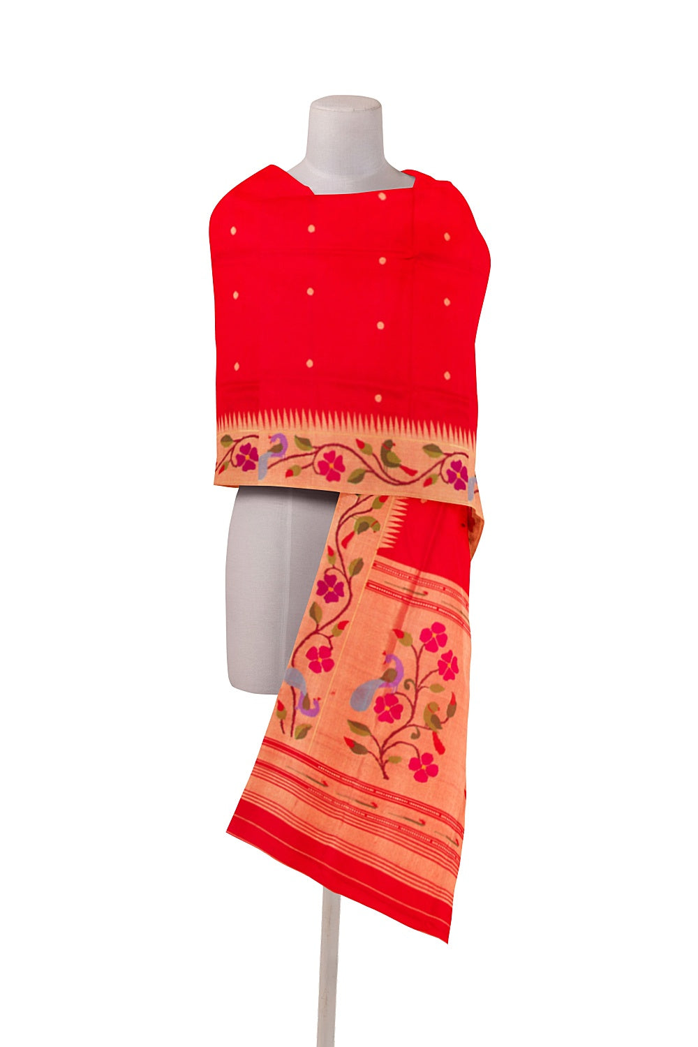 Paithani Silk Butta Red Dupatta