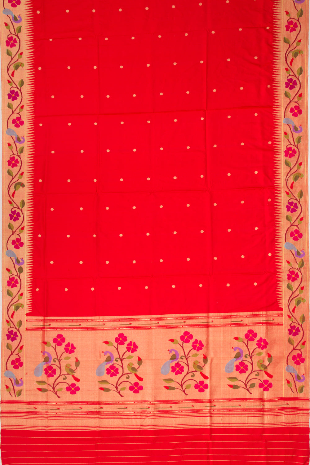 Paithani Silk Butta Red Dupatta