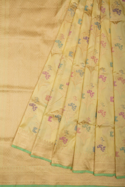 Banarasi Silk Meenakari Butta Yellow Saree