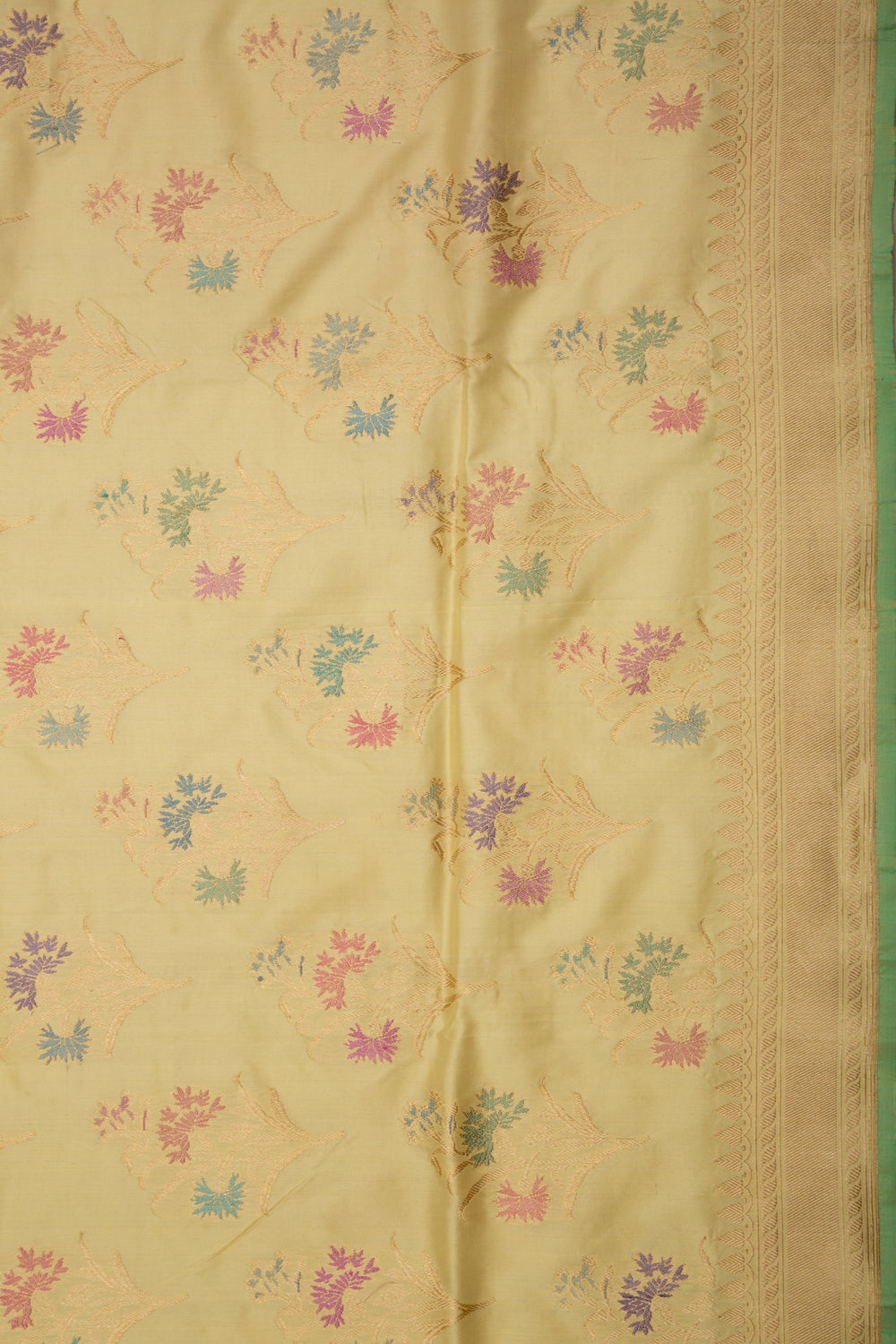 Banarasi Silk Meenakari Butta Yellow Saree